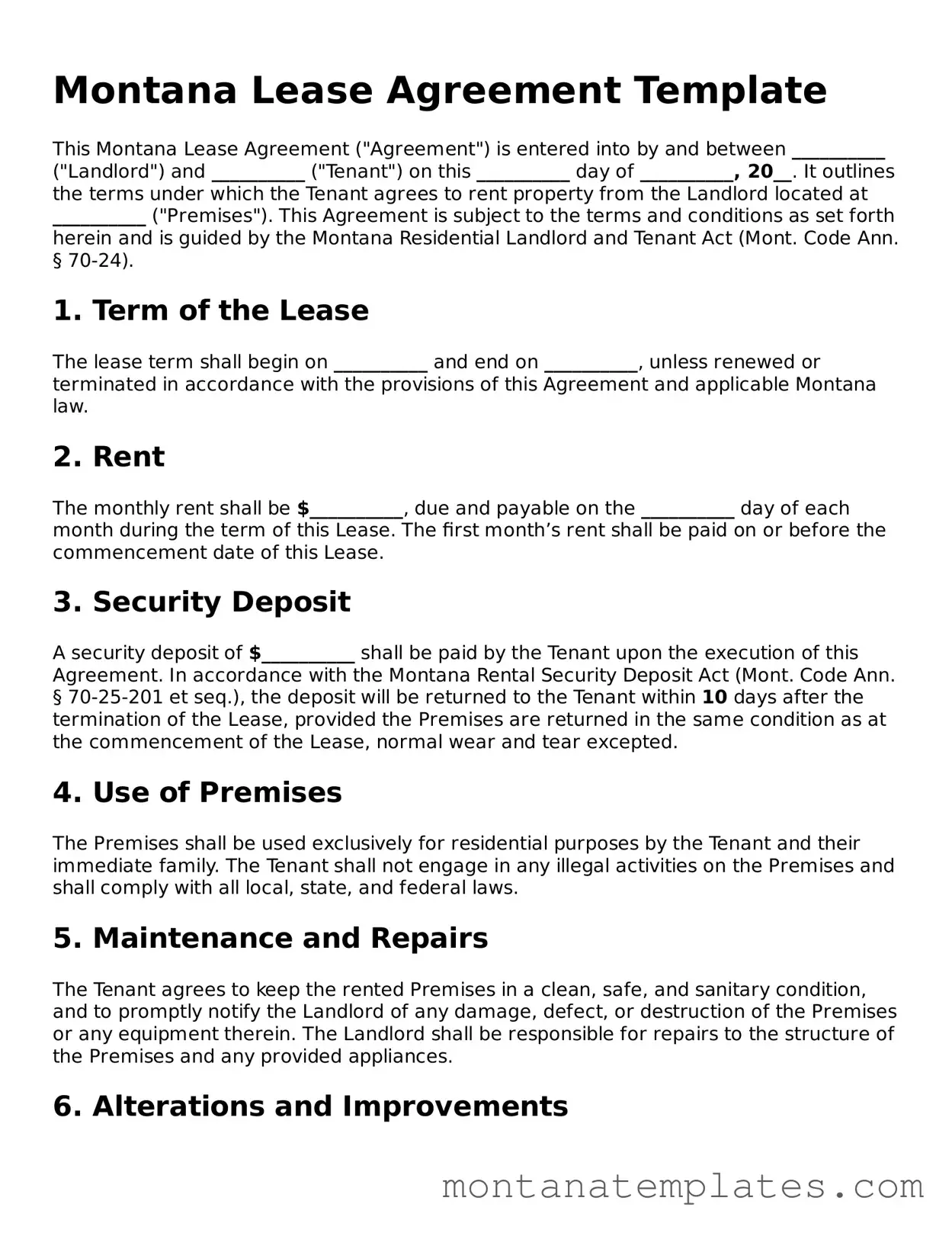 Official Montana Lease Agreement Template