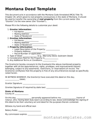 Official Montana Deed Template