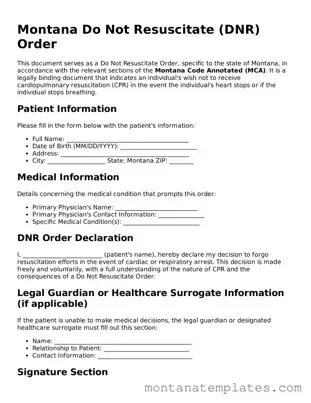 Official Montana Do Not Resuscitate Order Template