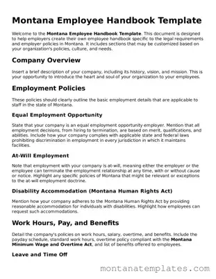 Official Montana Employee Handbook Template
