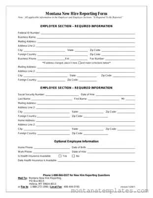 Fill in a Valid Montana New Hire Form